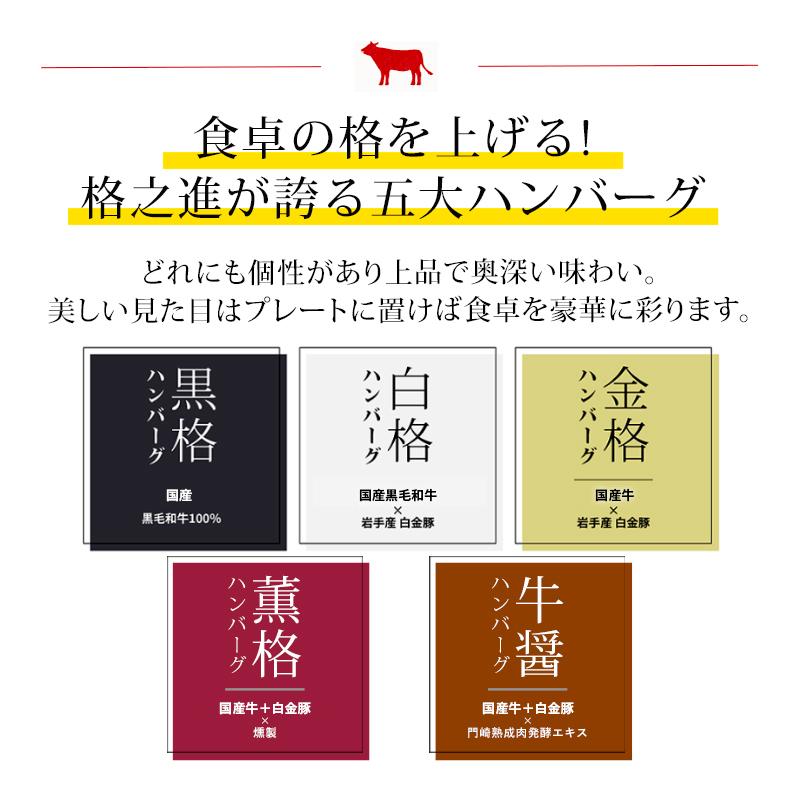 ハンバーグ ギフト 冷凍 格之進ハンバーグ ハンバーグバラエティセット10個入り（各1個合計5個入×2セット） 国産牛 白金豚 無添加（新パッケージ）｜kakunoshin｜13