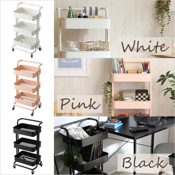丈夫なアイアン素材のキャスター付き3段キッチンワゴン【Wildo