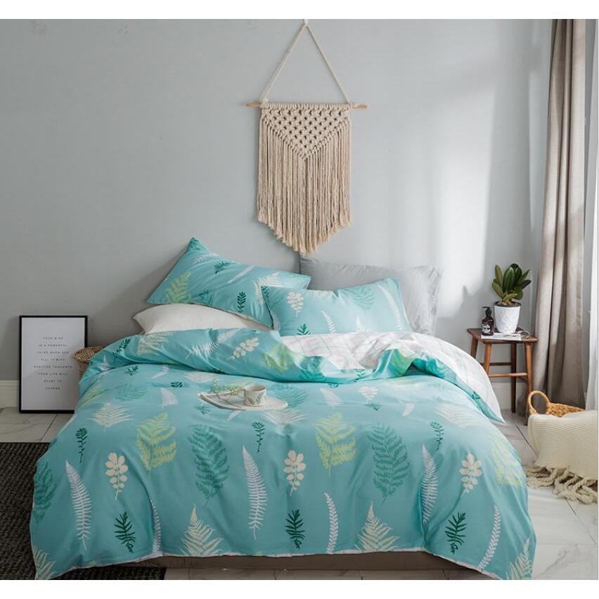北欧調柄 掛け布団カバー 4点セット 敷き布団カバー 綿100% 植物柄|掛け布団カバー 1点|シーツ 1点|枕カバー 2点|a51