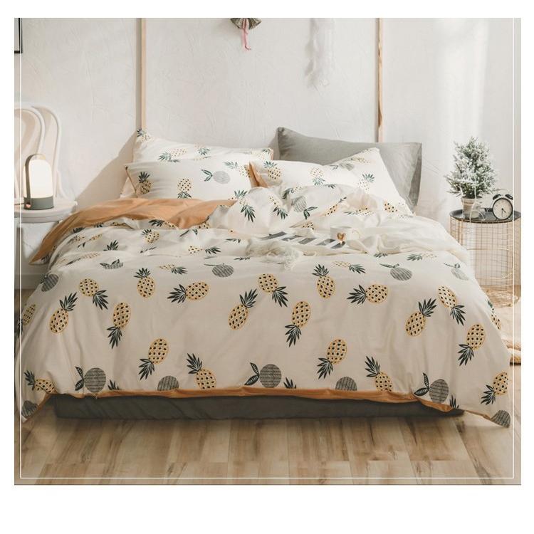 北欧調柄 掛け布団カバー 4点セット 敷き布団カバー 綿100% 植物柄|掛け布団カバー 1点|シーツ 1点|枕カバー 2点|a548