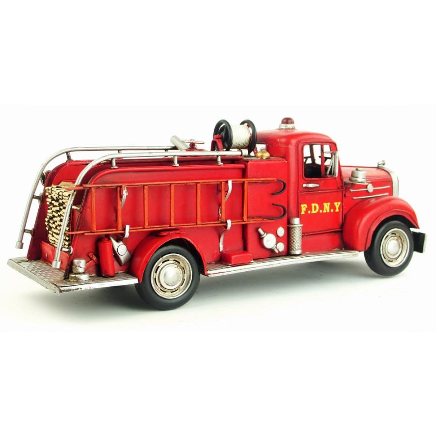 消防車  インテリアオブジェ アンティーク 置物 ブリキ製 クラシックカー バス レトロ (全て手作り)｜kakutyoubihin｜02