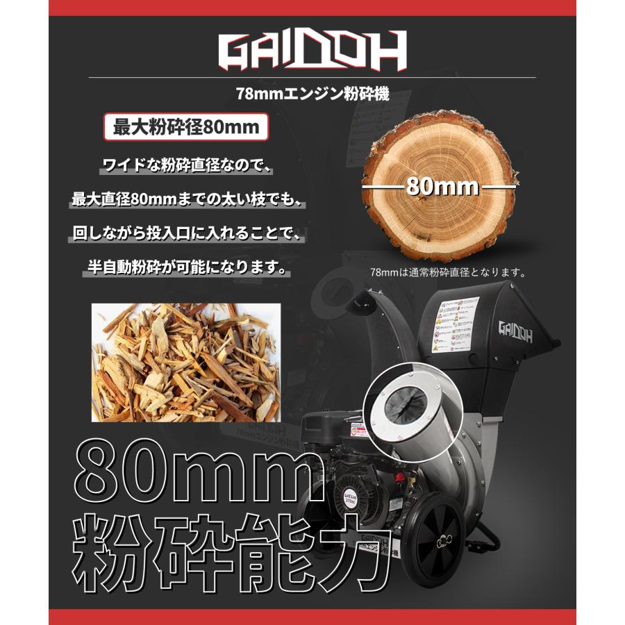 エンジン式粉砕機 最大粉砕径約80mm エンジンチッパーシュレッダー 