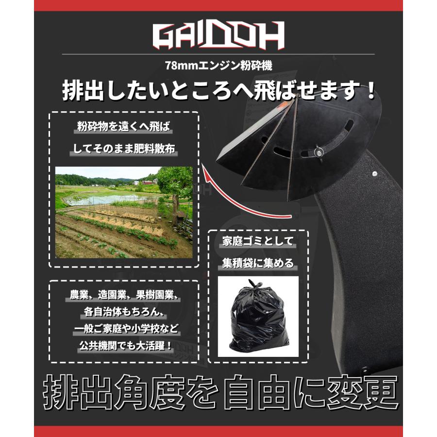 最大粉砕径約80mm エンジンチッパーシュレッダー ガーデンシュレッダー