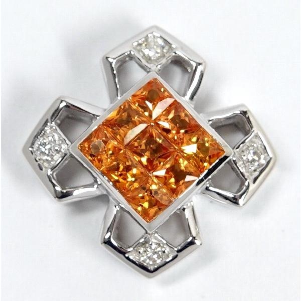 レ・エッセンシャル 笠原真寿美 マスミカサハラ オレンジサファイヤ 0.50ct ダイヤモンド 0.04ct K18WG ホワイトゴールド ペンダント