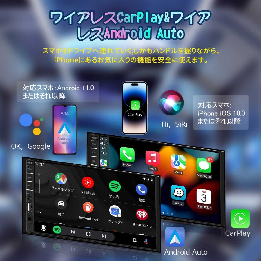 2024最新モデル CarPlay AI Box Android 13.0 アダプター 【超高速】Androidドングル 画面2分割表示 CarPlay&AndroidAuto 動画視聴 Blutetooth通話 GPS内蔵｜kalorcare｜04