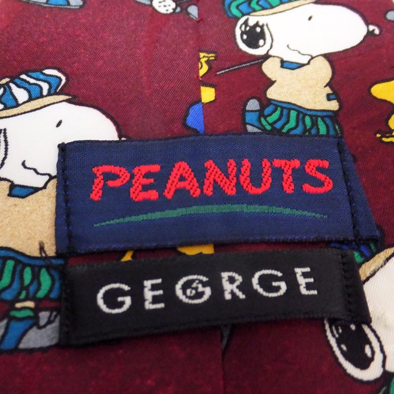 Peanuts / スヌーピー - Snoopy Woodstock Golf / ワインレッド 古着 ネクタイ｜kaltz｜05