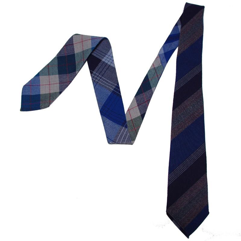 60年代ヴィンテージ・ネクタイ - 4 In 1 リバーシブル / Vintage Wool Slim Tie Tartan Check Hunting Blue / ブルー スコットランド製 古着  スリムネクタイ｜kaltz｜02