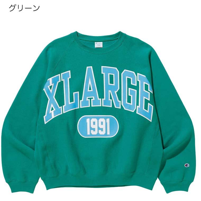 エクストララージ XLARGE×Champion OLD OG CREWNECK SWEAT チャンピオン コラボ トレーナー 長袖 クルーネック  スウェット 101224012027