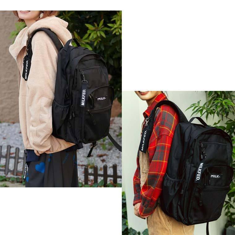 (選べるノベルティあり)ミルクフェド リュック W ZIP BACKPACK MILKFED バックパック 大容量 通学 女子 黒 103202053019｜kalulu｜09