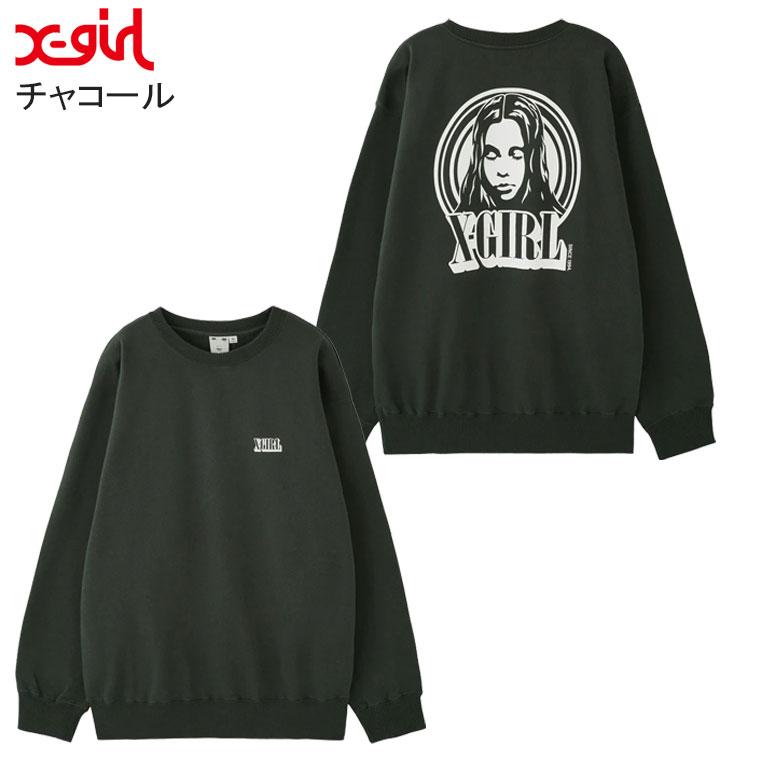 X-girl エックスガール CIRCLE BACKGROUND FACE LOGO BIG SWEAT X-girl エックスガール CIRCLE BACKGROUND FACE LOGO BIG SWEAT