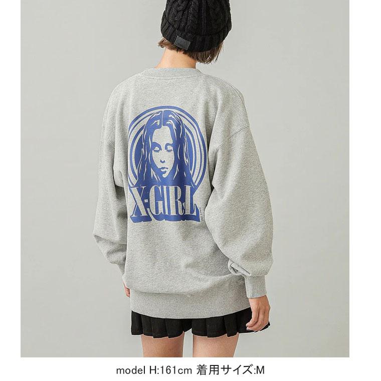 X-girl エックスガール CIRCLE BACKGROUND FACE LOGO BIG SWEAT X-girl エックスガール CIRCLE BACKGROUND FACE LOGO BIG SWEAT