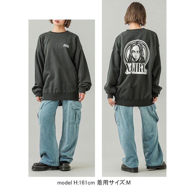X-girl エックスガール CIRCLE BACKGROUND FACE LOGO BIG SWEAT X-girl エックスガール CIRCLE BACKGROUND FACE LOGO BIG SWEAT