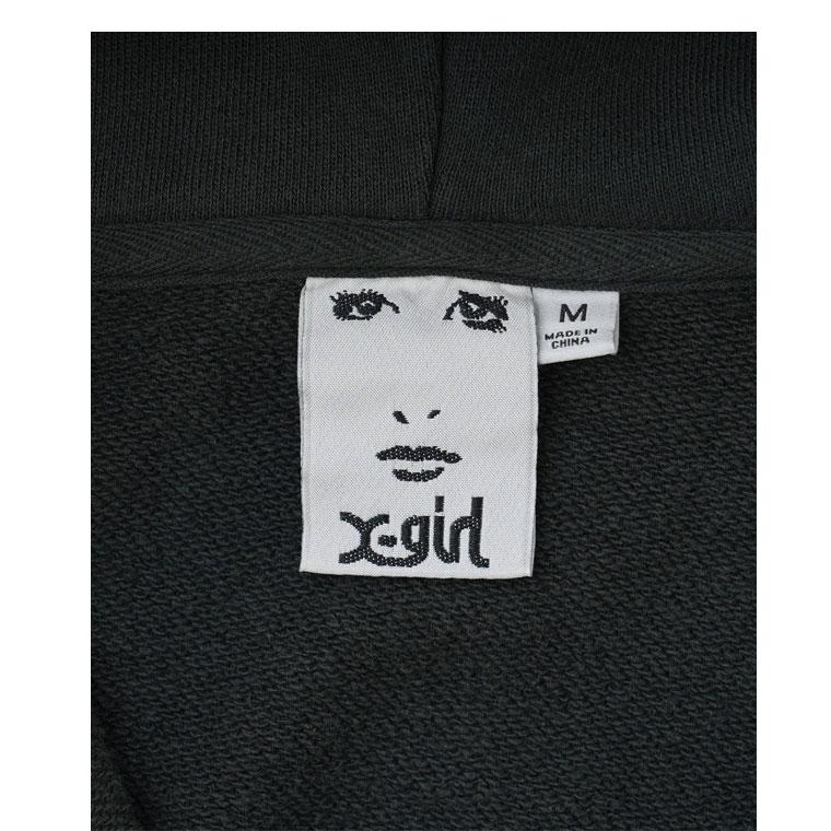 x-girl ブラック フード付きパーカー　フェイスロゴ X-girl エックスガール パーカー FACE POSTER SWEAT HOODIE