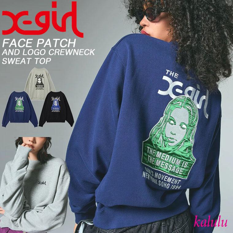 X-girl（エックスガール） クルーネック スウェット FACE PATCH AND