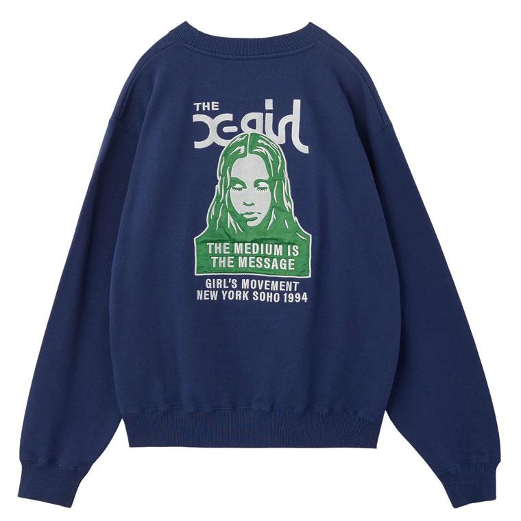 X-girl（エックスガール） トレーナー FACE PATCH AND LOGO CREWNECK