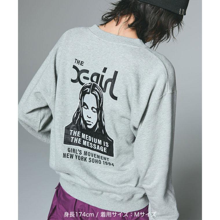 X-girl（エックスガール） トレーナー FACE PATCH AND LOGO CREWNECK