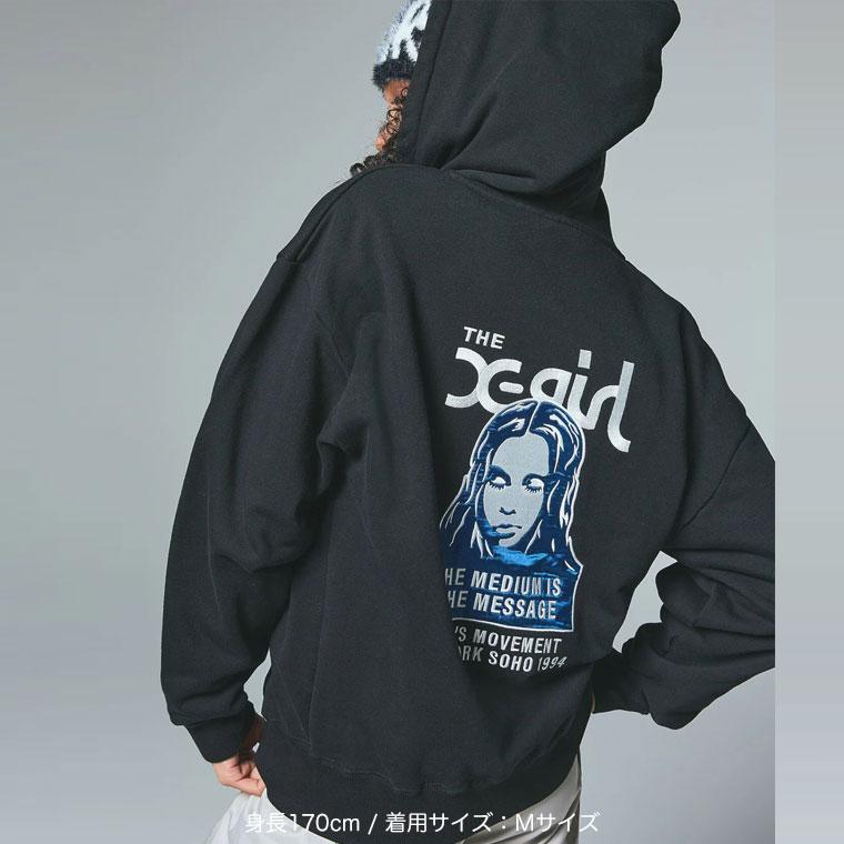 X-girl（エックスガール） パーカー FACE PATCH AND LOGO ZIP UP SWEAT 