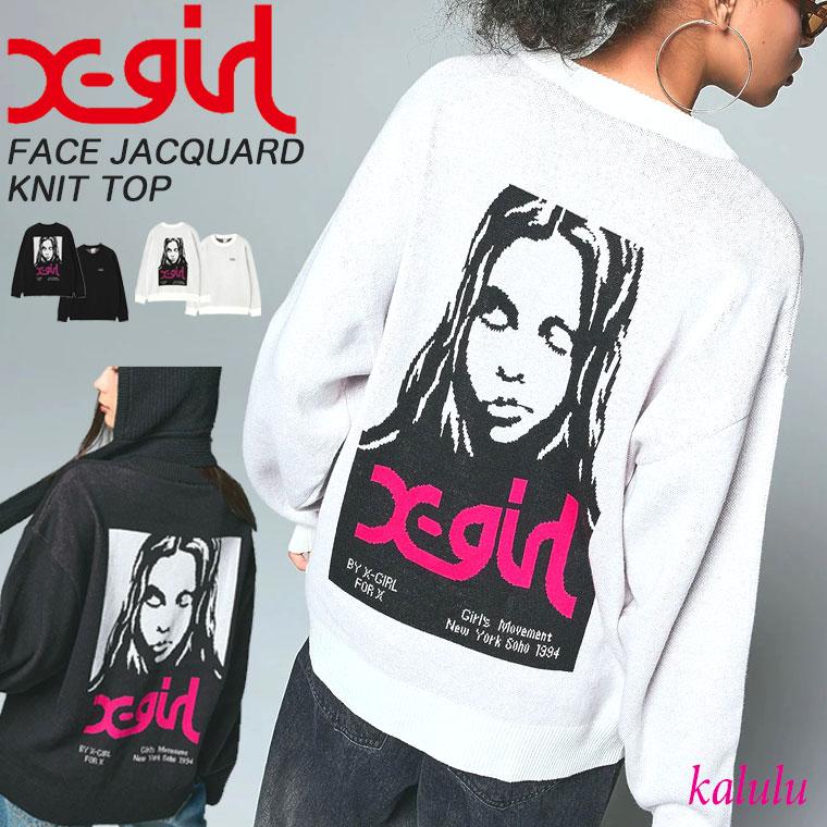 X-girl（エックスガール） ニット FACE JACQUARD KNIT TOP ジャガード