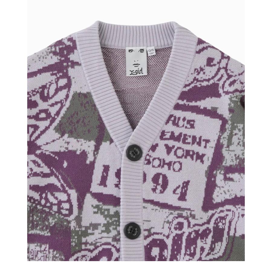 X-girl（エックスガール） カーディガン FCOLLAGE GRAPHIC JACQUARD