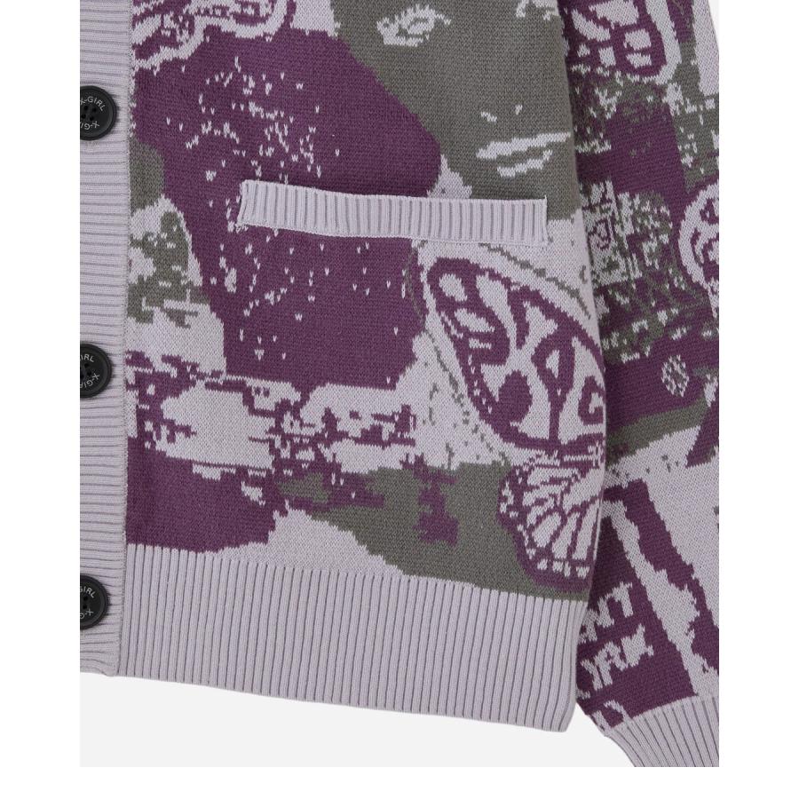X-girl（エックスガール） カーディガン FCOLLAGE GRAPHIC JACQUARD