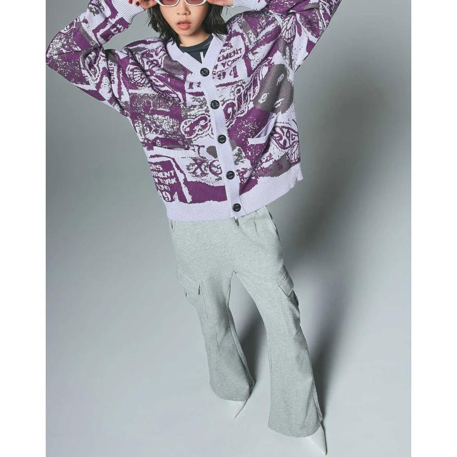 X-girl（エックスガール） カーディガン FCOLLAGE GRAPHIC JACQUARD