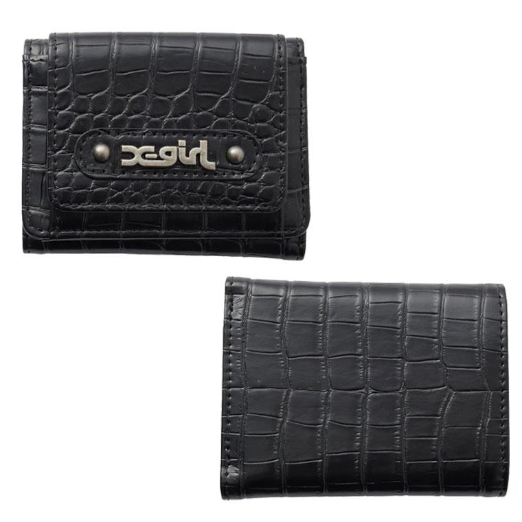 X-girl（エックスガール） 財布 MILLS LOGO FAUX CROCO MINI WALLET 三