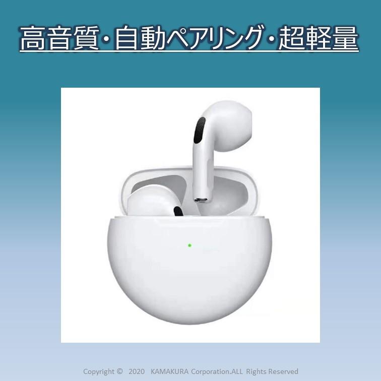 イヤホン Bluetooth ワイヤレス  iPhone pro6 ブルートゥース イヤホンマイク Bluetooth 独立型 白 ヘッドセット 充電ケース付き HIFI 高音質 スマホ｜kamakura-20200101｜02
