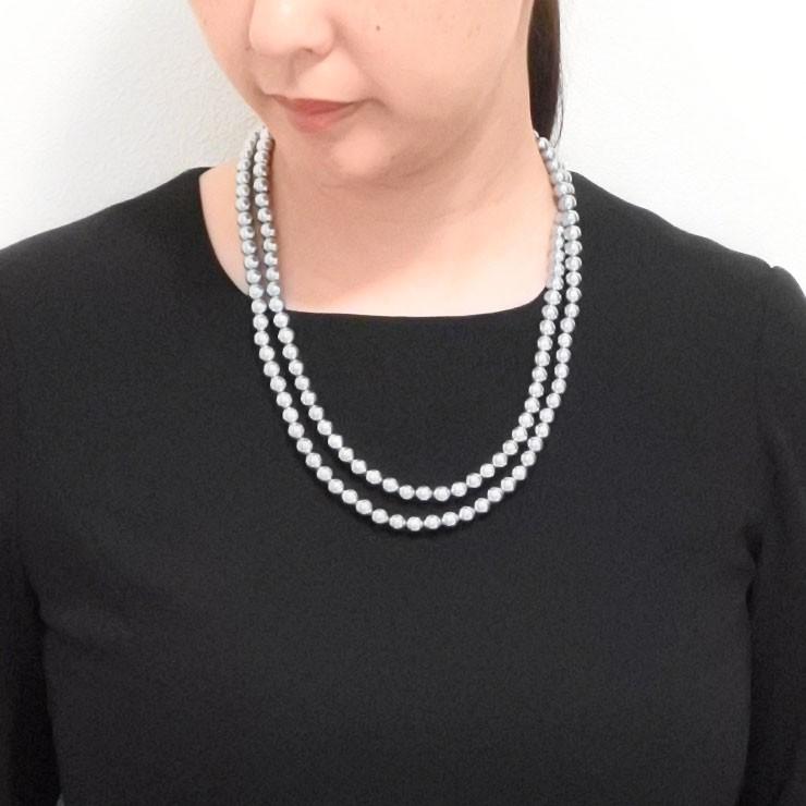 パール ネックレス ホワイト 白 ブラック 黒 8ミリ 8mm 120センチ