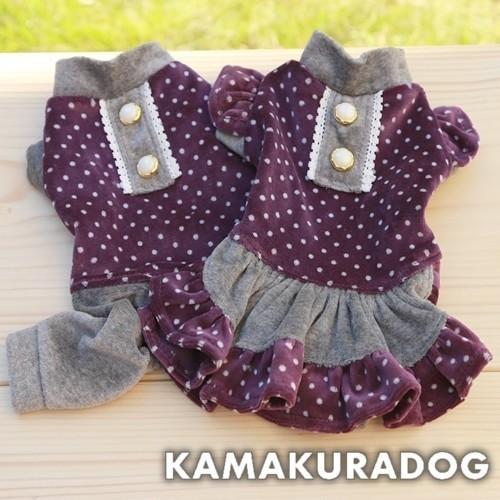 PURPLEベロアつなぎ＆ワンピース　チワワ　服｜kamakuradog