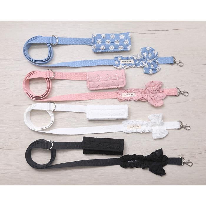 フリル レース ハーネス・リードセット 犬 フリルレース×ホワイト】迷子札付犬のサイドバックルハーネスと