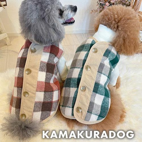 kamakuradog（鎌倉DOG） ダスティーチェックベスト 犬の服 : 鎌倉DOG