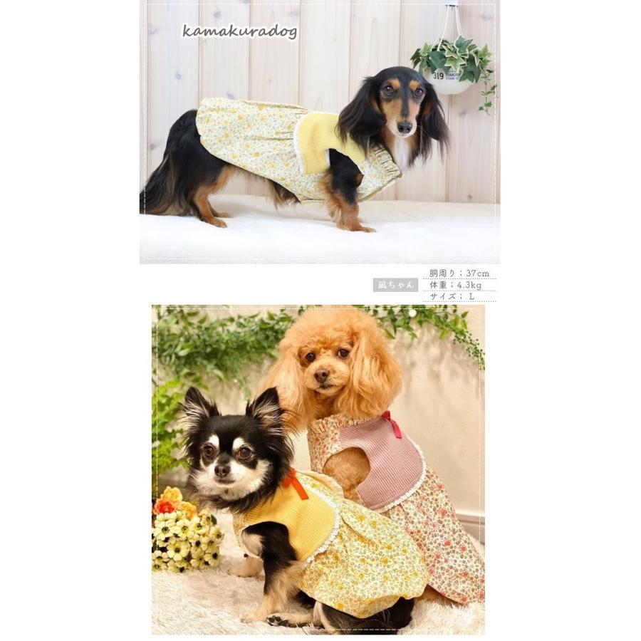 ハンドメイド犬服 花柄cottonのバルーンワンピ☆フリル袖に変更可能