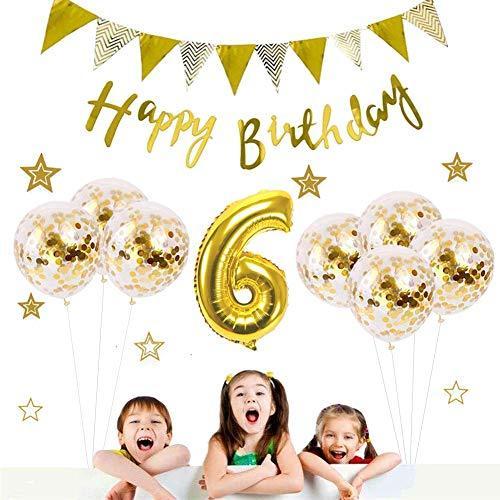 6歳 誕生日 飾り付け 21点 セット Gehome ゴールド バースデー バルーン 飾り 男の子と女の子用 1歳 9歳 S Kaマート 通販 Yahoo ショッピング