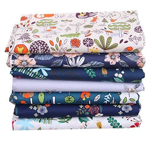 Dianxin 布セット 7枚 北欧 カットクロス 綿100 40x50cm 布 生地 ダークブルー 可愛い森と花柄 Diy 手芸用 パッチワーク布 S Kaマート 通販 Yahoo ショッピング