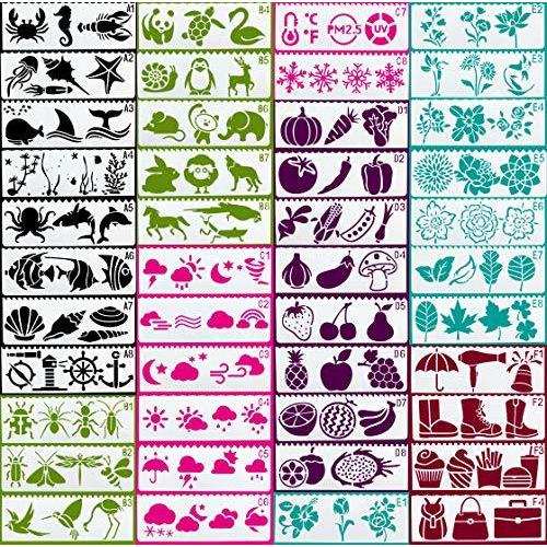 Ynak ステンシルシート テンプレート 型 大容量 96枚 ステンシル筆 セット 花柄 動物 アルファベット 数字 など メッセージカード グリーテ S Kaマート 通販 Yahoo ショッピング