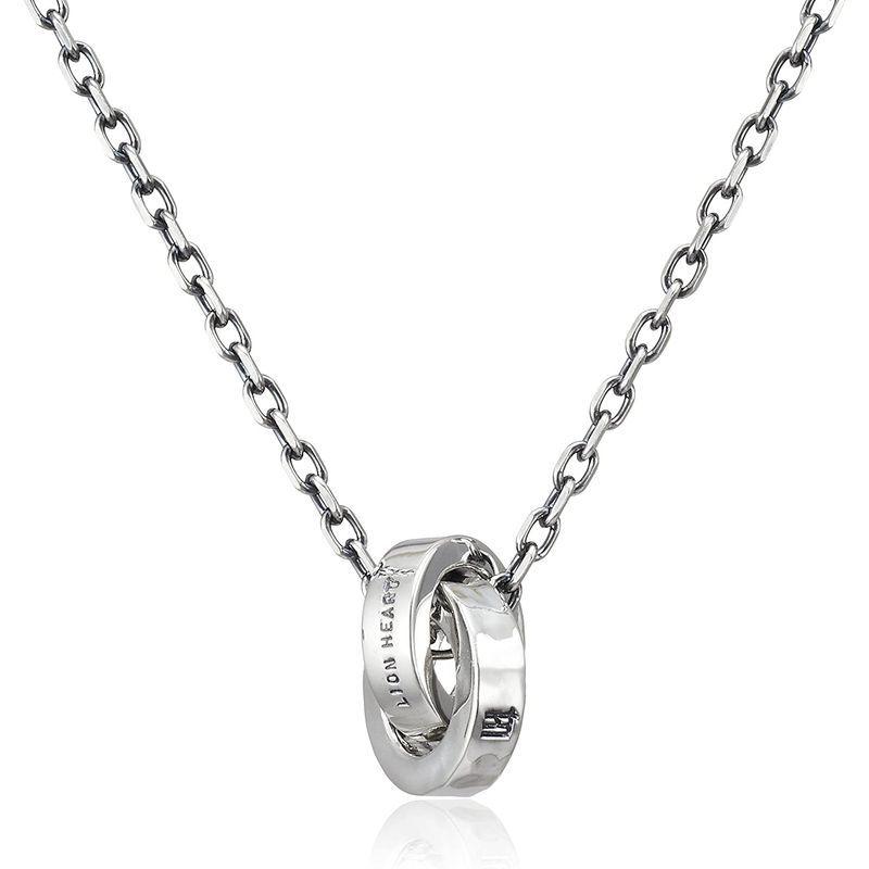 ビッグ割引 ライオンハート 01ne0811sv 槌目ダブルリングネックレス フォーギフト Heart Lion メンズアクセサリー Gvcomrec Com