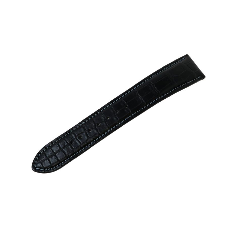 【新品・純正品】カンパノラ 21mm クロコダイル替え革バンド・ストラップ（黒）グレーステッチの画像