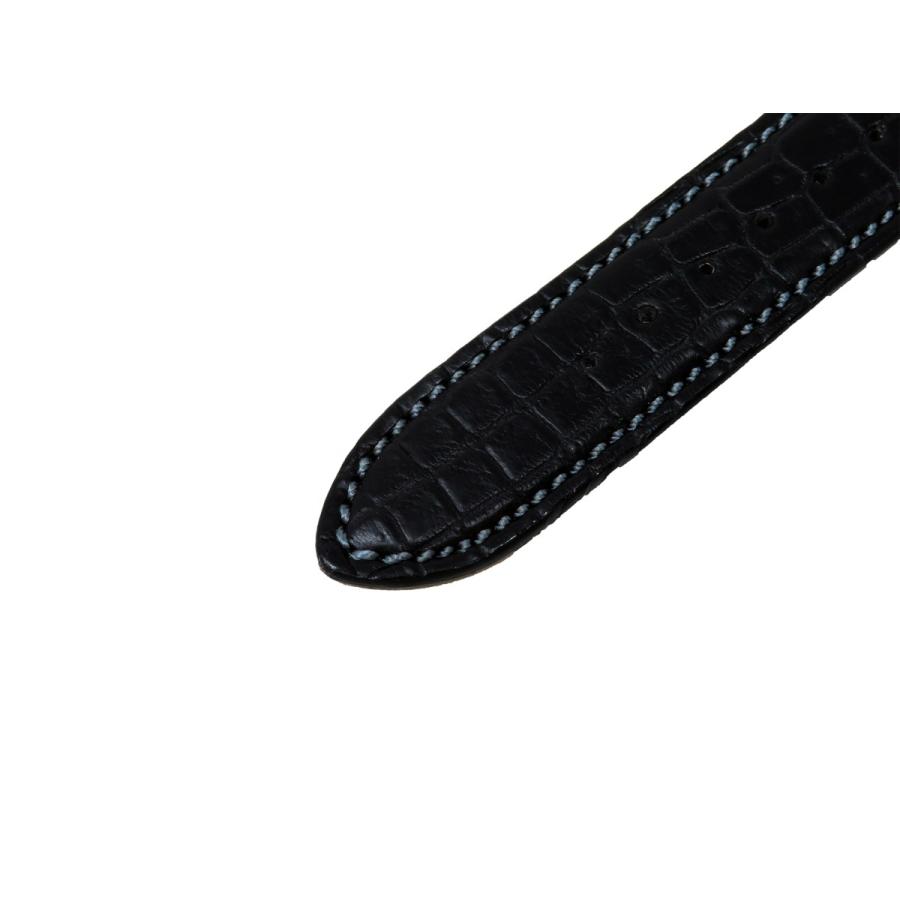 【新品・純正品】カンパノラ 21mm クロコダイル替え革バンド・ストラップ（黒）グレーステッチの画像