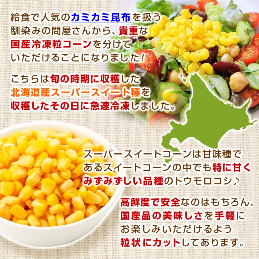 北海道産 粒コーン ホールコーン 内容量1kg×2 計2kg 冷凍 コーン 冷凍
