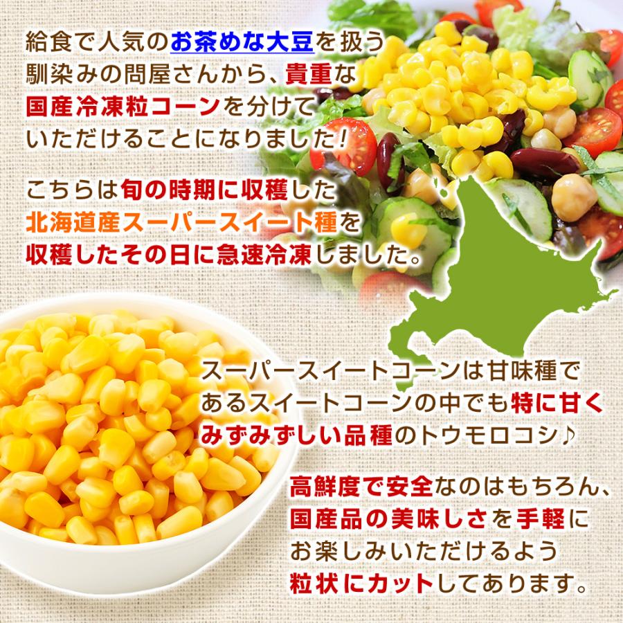 北海道産 粒コーン ホールコーン 内容量1kg×2 計2kg 冷凍 コーン 冷凍