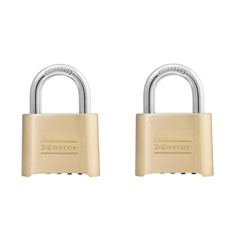 2 Pack Master Lock 175D Wide Re-Settable Combination Padlock Hardened ...