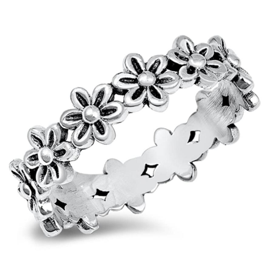 Eternity Plumeria Flower Beautiful Ring New .925 Sterling Silver