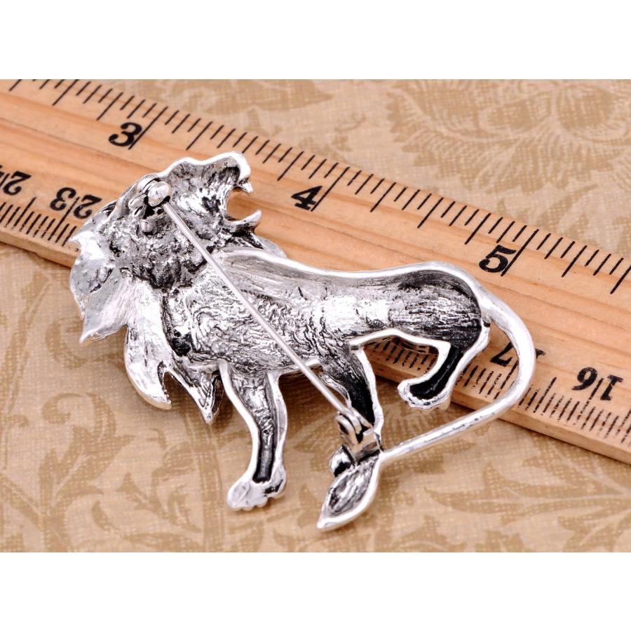 Alilang Silvery Tone Etched Grey Leaf Jungle Lion King Mane Brooch