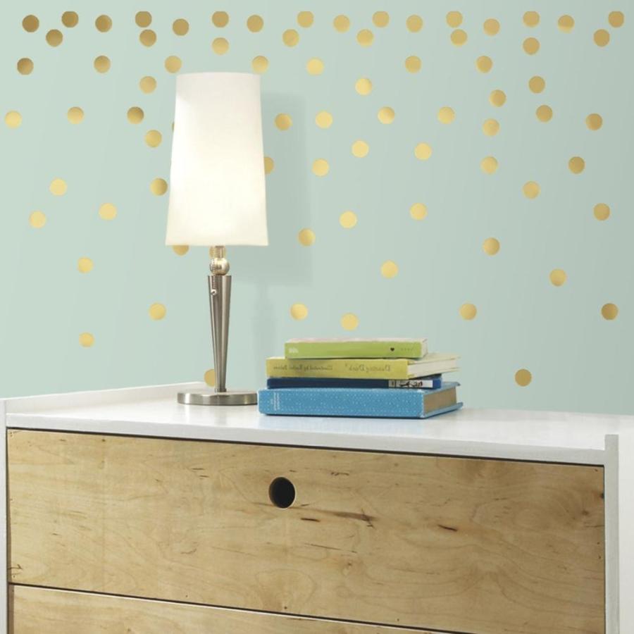 RoomMates RMK3073SCS Metallic Gold Confetti Dots Peel and Stick Wall