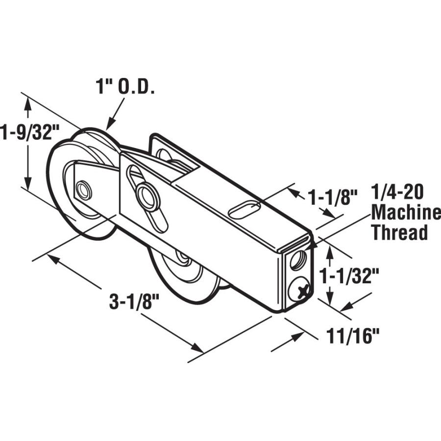 Prime-Line D 1685 1-1/2 In. Steel Ball Bearing Sliding Door Roller Assembly For Ador And Hilite Product 5720114