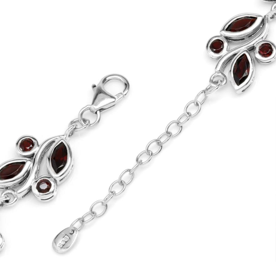 Silvershake 9.6ct Natural Garnet White Gold Plated 925 Sterling Silver Leaf 6.75 to 8.25 Inch Adjustable Bracelet｜kame-express｜03