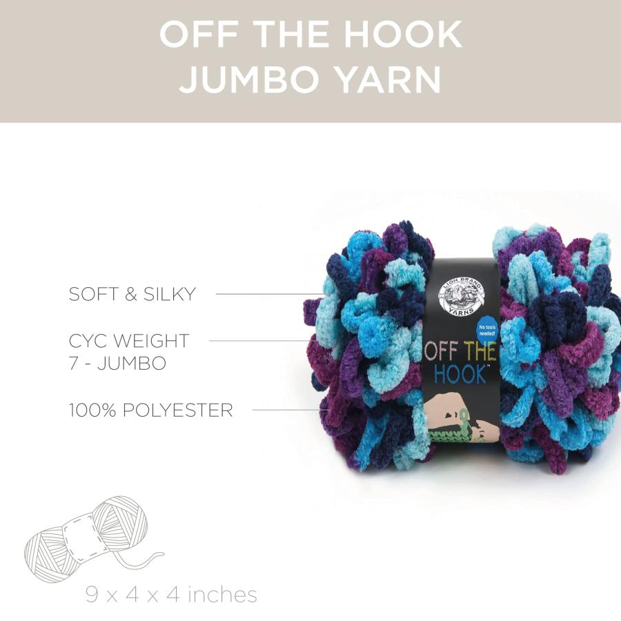 Lion Brand Yarn Off the Hook Yarn Bulky No-Needle Craft Yarn for Crocheting Hand-Knitting Yarn 1-Pack Hypnotic｜kame-express｜03