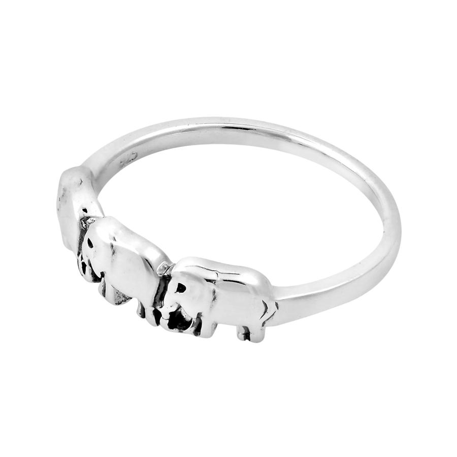 AeraVida Family of Three Elephants Parade .925 Sterling Silver Band Ring | Chic Comfort Fit Silver Rings for Women | Gif｜kame-express｜03