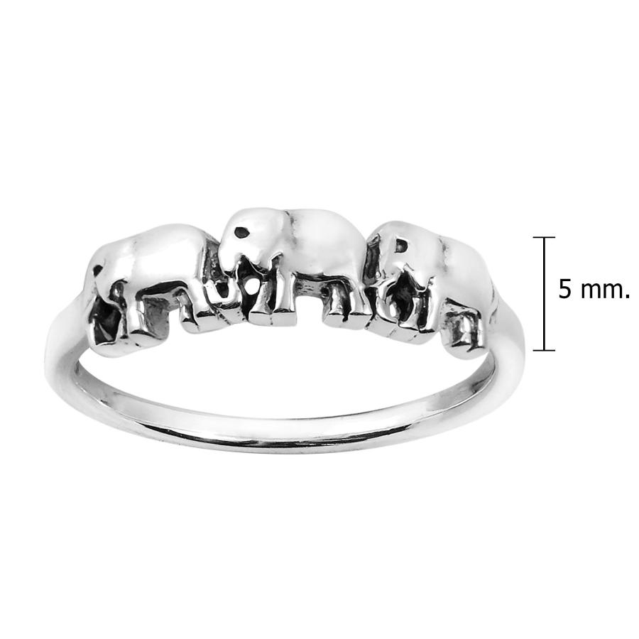 AeraVida Family of Three Elephants Parade .925 Sterling Silver Band Ring | Chic Comfort Fit Silver Rings for Women | Gif｜kame-express｜04