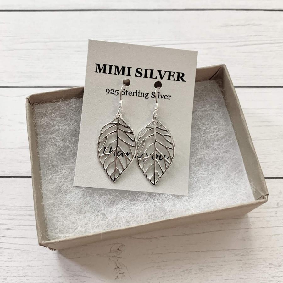 MIMI Sterling Silver Cut Out Leaf Drop Dangle Earrings｜kame-express｜02